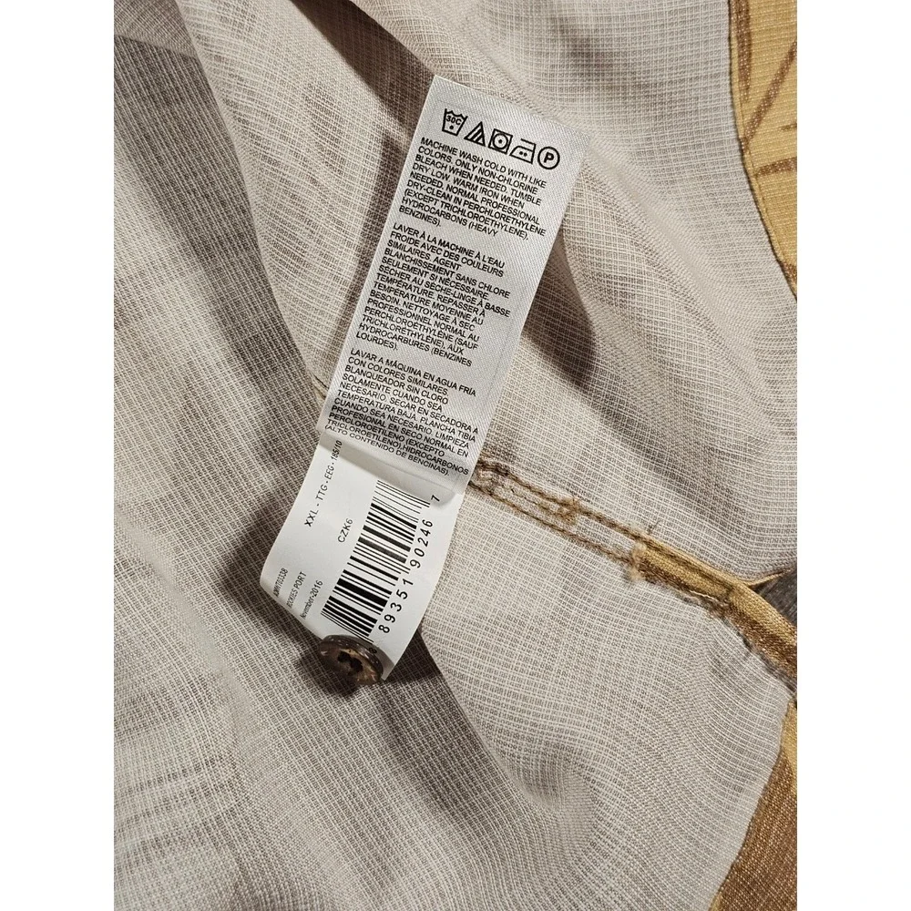Quiksilver Waterman Mens XXL Brown Tan Tropical Leaf Button Up Shirt‎ AQMWT03338